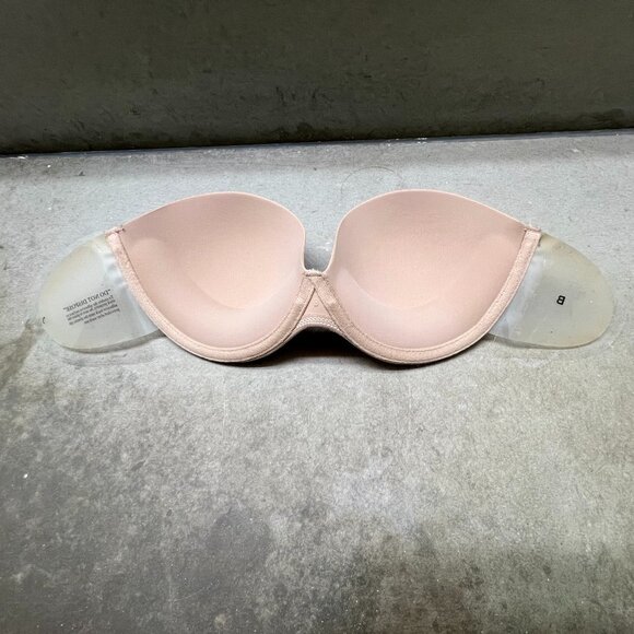 Strapless, Backless Bra w/Soft Foam Cups & Adhesive Side Wings, Beige, Size B - Picture 2 of 4